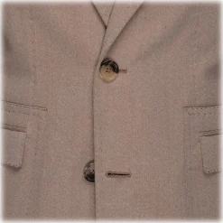 Viola Milano - Sartorial Covert Fabric Overcoat - Beige - Handmade in Italy - Luxury Exclusive Collection - Avvenice
