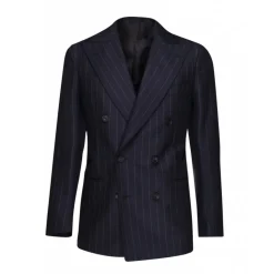 Viola Milano - Sartorial Double Breasted Suit - Navy Chalk Stripe - Handmade in Italy - Luxury Exclusive Collection - Avvenice