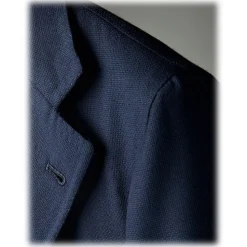 Viola Milano - Sartorial Half-lined Hopsack Blazer - Navy - Handmade in Italy - Luxury Exclusive Collection - Avvenice