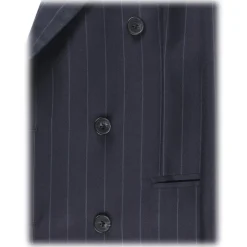 Viola Milano - Sartorial Half-lined Double Breasted Suit - Navy Chalk Stripe - Handmade in Italy - Luxury Exclusive Collection - Avvenice