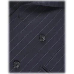 Viola Milano - Sartorial Half-lined Double Breasted Suit - Navy Chalk Stripe - Handmade in Italy - Luxury Exclusive Collection - Avvenice