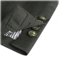 Viola Milano - Sartorial Half-Lined Wool and Silk Blazer - Green - Handmade in Italy - Luxury Exclusive Collection - Avvenice