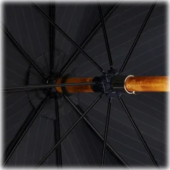 Viola Milano - Shalk Stripe Chestnut Umbrella - Navy and Ivory - Handmade in Italy - Luxury Exclusive Collection - Avvenice