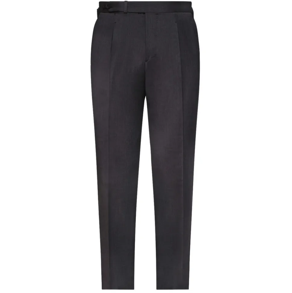 Viola Milano - Single Pleated Wool Pants with Side Adjusters - Mid Grey - Handmade in Italy - Luxury Exclusive Collection - Avvenice