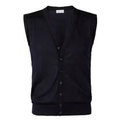 Viola Milano - Sleeveless Cashmere and Silk Cardigan - Navy - Handmade in Italy - Luxury Exclusive Collection - Avvenice