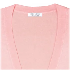Viola Milano - Sleeveless Cashmere and Silk Cardigan - Pink - Handmade in Italy - Luxury Exclusive Collection - Avvenice
