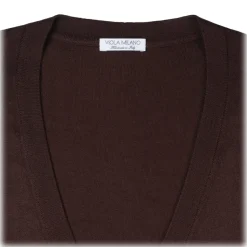 Viola Milano - Sleeveless Cashmere and Silk Cardigan - Brown - Handmade in Italy - Luxury Exclusive Collection - Avvenice