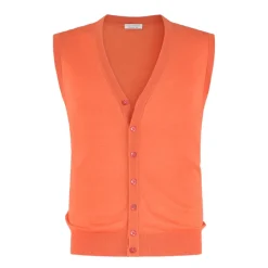 Viola Milano - Sleeveless Cashmere and Silk Cardigan - Orange - Handmade in Italy - Luxury Exclusive Collection - Avvenice