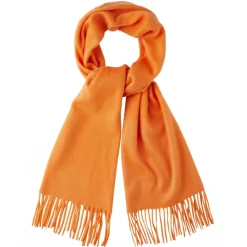 Viola Milano - Solid 100% Zibellino Cashmere Scarf - Orange - Handmade in Italy - Luxury Exclusive Collection - Avvenice