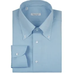 Viola Milano - Solid Carlo Riva Etamine Cotton Button-Down Shirt - Light Blue - Handmade in Italy - Luxury Exclusive Collection - Avvenice