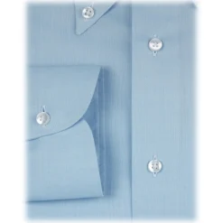 Viola Milano - Solid Carlo Riva Etamine Cotton Button-Down Shirt - Light Blue - Handmade in Italy - Luxury Exclusive Collection - Avvenice