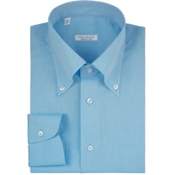 Viola Milano - Solid Carlo Riva Voila Tela Button-Down Shirt - Turquoise Sea - Handmade in Italy - Luxury Exclusive Collection - Avvenice