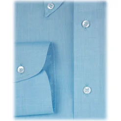 Viola Milano - Solid Carlo Riva Voila Tela Button-Down Shirt - Turquoise Sea - Handmade in Italy - Luxury Exclusive Collection - Avvenice