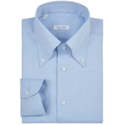 Viola Milano - Solid Carlo Riva Popline Doppio Button-Down Shirt - Light Blue - Handmade in Italy - Luxury Exclusive Collection - Avvenice