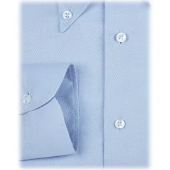 Viola Milano - Solid Carlo Riva Popline Doppio Button-Down Shirt - Light Blue - Handmade in Italy - Luxury Exclusive Collection - Avvenice