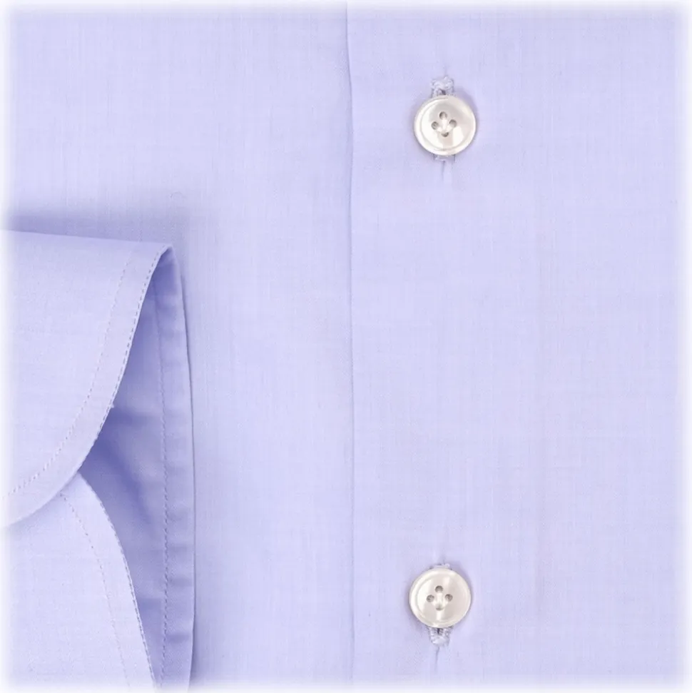 Viola Milano - Solid Color Shirt - Viola Blue - Handmade in Italy - Luxury Exclusive Collection - Avvenice