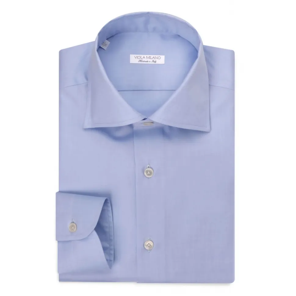Viola Milano - Solid Color Shirt - Light Blue - Handmade in Italy - Luxury Exclusive Collection - Avvenice