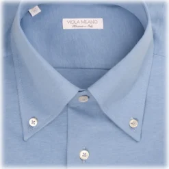 Viola Milano - Solid Color Shirt - Sea II - Handmade in Italy - Luxury Exclusive Collection - Avvenice