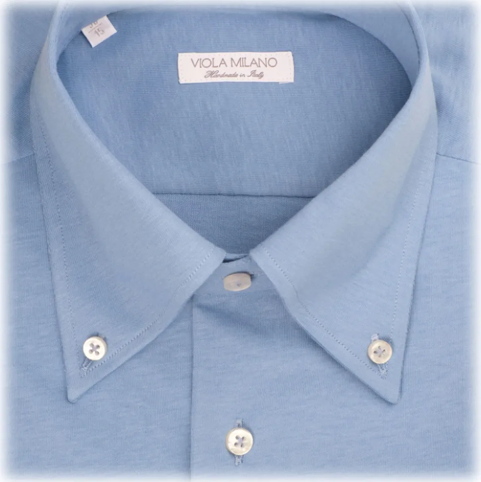 Viola Milano - Solid Color Shirt - Sea II - Handmade in Italy - Luxury Exclusive Collection - Avvenice