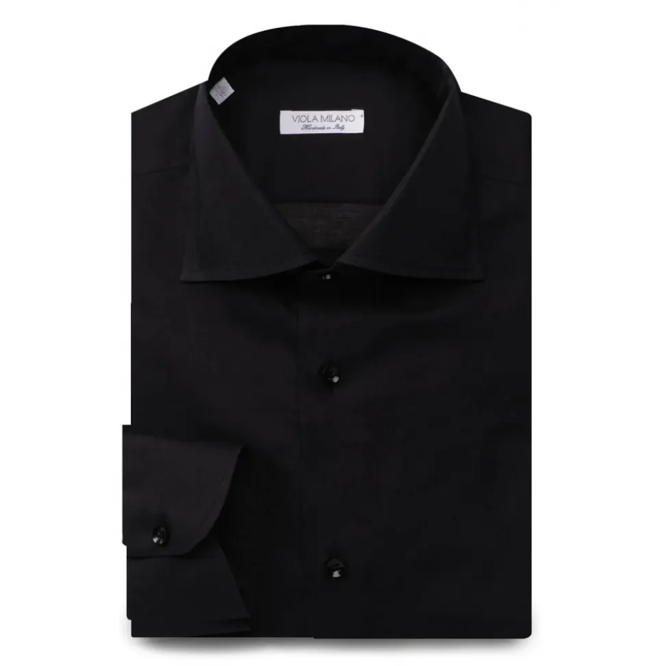 Viola Milano - Solid Color Shirt - Midnight - Handmade in Italy - Luxury Exclusive Collection - Avvenice