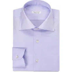 Viola Milano - Solid Handmade Cutaway-Collar Shirt - Purple Blue - Handmade in Italy - Luxury Exclusive Collection - Avvenice