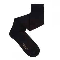 Viola Milano - Solid Over-the-Calf Cotton and Silk Socks - Black - Handmade in Italy - Luxury Exclusive Collection - Avvenice