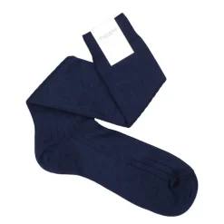 Viola Milano - Solid Over-the-Calf Socks - Denim Blue - Handmade in Italy - Luxury Exclusive Collection - Avvenice
