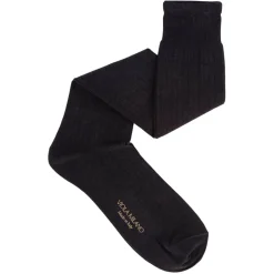 Viola Milano - Solid Over-The-Calf Cotton/Silk Socks - Dark Grey - Handmade in Italy - Luxury Exclusive Collection - Avvenice