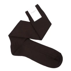 Viola Milano - Solid Over-the-Calf Socks - Brown - Handmade in Italy - Luxury Exclusive Collection - Avvenice