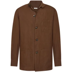 Viola Milano - Solid Safari 100% Linen Overshirt - Brown - Handmade in Italy - Luxury Exclusive Collection - Avvenice