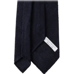 Viola Milano - Solid Woven Grenadine/Shantung Tie - Navy - Handmade in Italy - Luxury Exclusive Collection - Avvenice