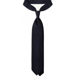 Viola Milano - Solid Woven Grenadine/Shantung Tie - Navy - Handmade in Italy - Luxury Exclusive Collection - Avvenice