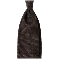 Viola Milano - Solid Woven Grenadine/Shantung Tie - Brown - Handmade in Italy - Luxury Exclusive Collection - Avvenice