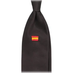 Viola Milano - Spanish Flag Handrolled Woven Silk Jacquard Tie - Navy - Handmade in Italy - Luxury Exclusive Collection - Avvenice
