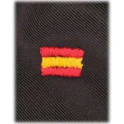 Viola Milano - Spanish Flag Handrolled Woven Silk Jacquard Tie - Navy - Handmade in Italy - Luxury Exclusive Collection - Avvenice