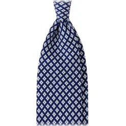 Viola Milano - Square Cube Selftipped Silk Tie - Navy - Handmade in Italy - Luxury Exclusive Collection - Avvenice