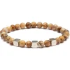 Viola Milano - Square Silver Gemstone Bracelet - Fossil Wood - Handmade in Italy - Luxury Exclusive Collection - Avvenice