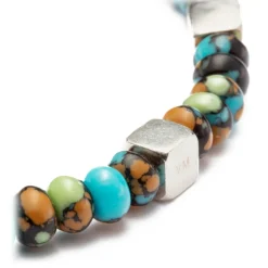 Viola Milano - Square Silver Gemstone Bracelet - Mix Color - Handmade in Italy - Luxury Exclusive Collection - Avvenice