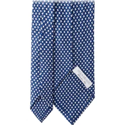 Viola Milano - Star Pattern Selftipped Silk Tie - Navy - Handmade in Italy - Luxury Exclusive Collection - Avvenice
