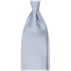 Viola Milano - Star Pattern Selftipped Italian Silk Tie - Light Blue - Handmade in Italy - Luxury Exclusive Collection - Avvenice
