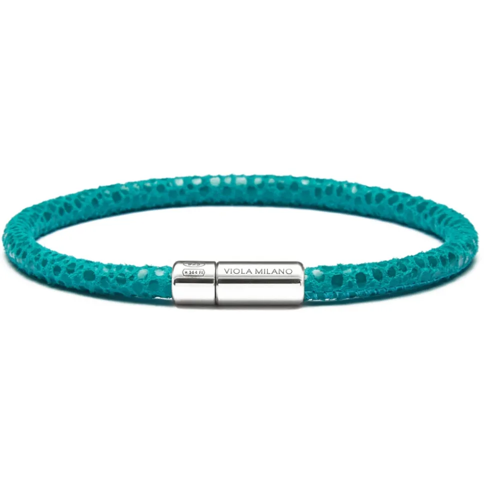 Viola Milano - Stingray Genuine Italian Leather Bracelet - Turquoise - Handmade in Italy - Luxury Exclusive Collection - Avvenice