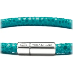 Viola Milano - Stingray Genuine Italian Leather Bracelet - Turquoise - Handmade in Italy - Luxury Exclusive Collection - Avvenice