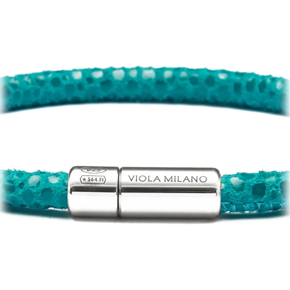 Viola Milano - Stingray Genuine Italian Leather Bracelet - Turquoise - Handmade in Italy - Luxury Exclusive Collection - Avvenice