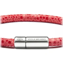 Viola Milano - Stingray Genuine Italian Leather Bracelet - Red - Handmade in Italy - Luxury Exclusive Collection - Avvenice