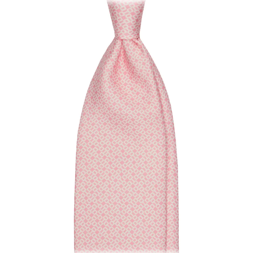 Viola Milano - Stirrups Pattern Selftipped Silk Tie - Pink - Handmade in Italy - Luxury Exclusive Collection - Avvenice
