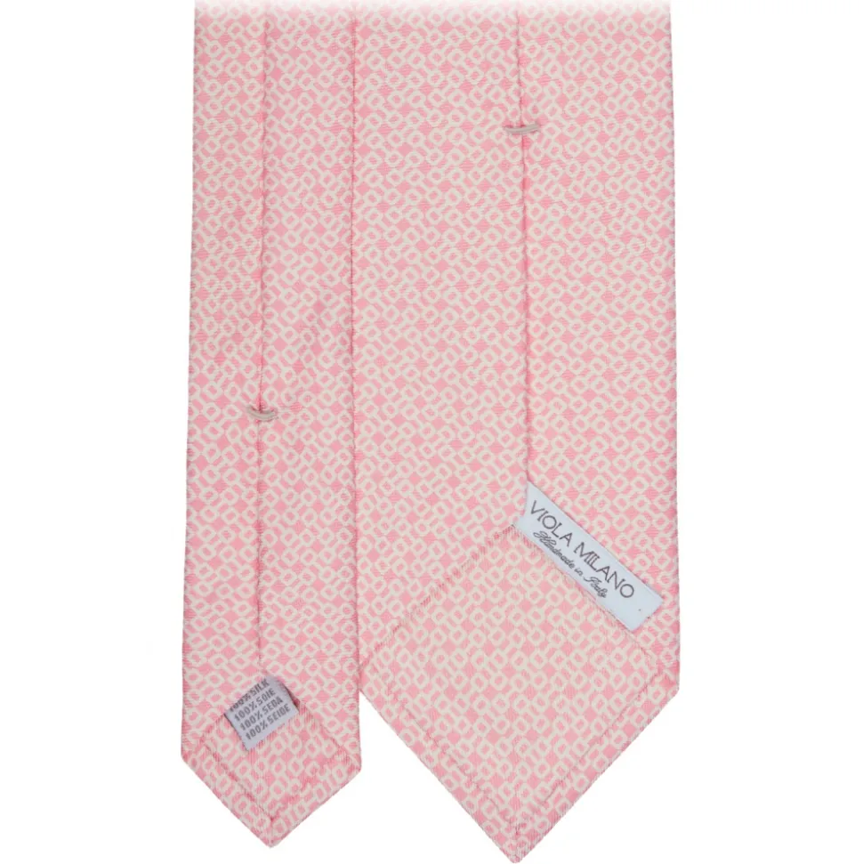 Viola Milano - Stirrups Pattern Selftipped Silk Tie - Pink - Handmade in Italy - Luxury Exclusive Collection - Avvenice