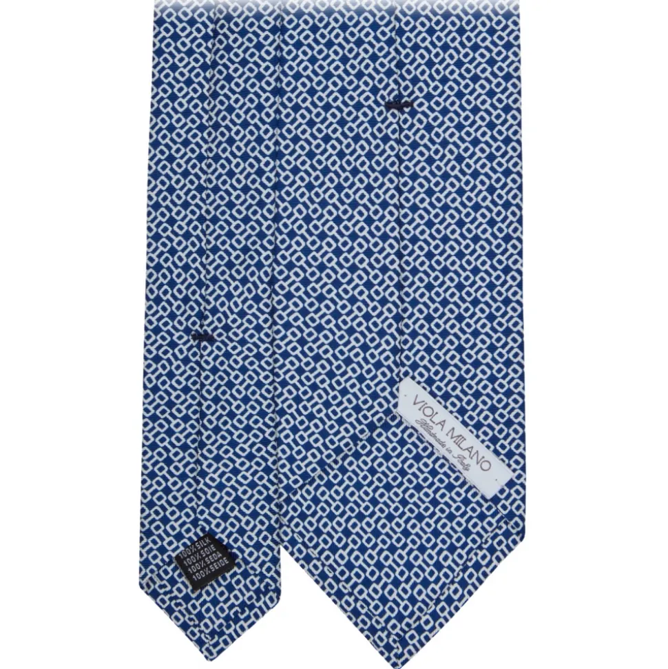 Viola Milano - Stirrups Pattern Selftipped Silk Tie - Navy - Handmade in Italy - Luxury Exclusive Collection - Avvenice