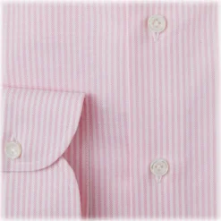 Viola Milano - Stripe American Oxford Shirt - Pink and White - Handmade in Italy - Luxury Exclusive Collection - Avvenice