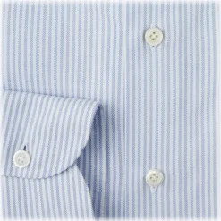 Viola Milano - Stripe American Oxford Shirt - Blue - Handmade in Italy - Luxury Exclusive Collection - Avvenice