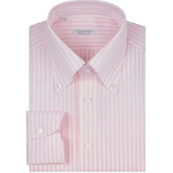 Viola Milano - Stripe Carlo Riva 100% Linen Button-Down Shirt - Pink Stripe - Handmade in Italy - Luxury Exclusive Collection - Avvenice